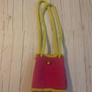 Pink and bright yellow handbag